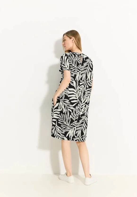 143873 - Linen Print Dress - Black - Cecil