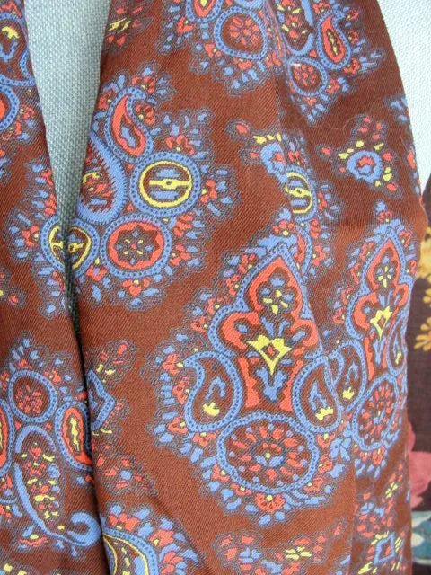 1940s Vintage Scarf Mens ART DECO Style Fringe Paisley Scarf Designer Currie Gentleman Elegant Scarf, Forties Era Menswear Scarv