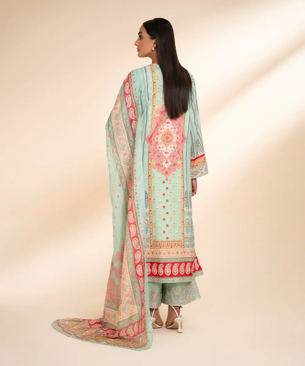 3 Piece - Embroidered Silk Suit