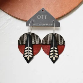 Architectural Leather + Birch Earring: Geo Floral Waves