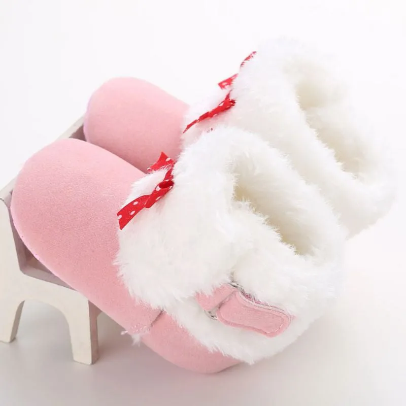 Baby Knitted Faux Fleece Crib Snow Boots Shoes Kids Bowknot Woolen Moccasins Booties Shoes SM6