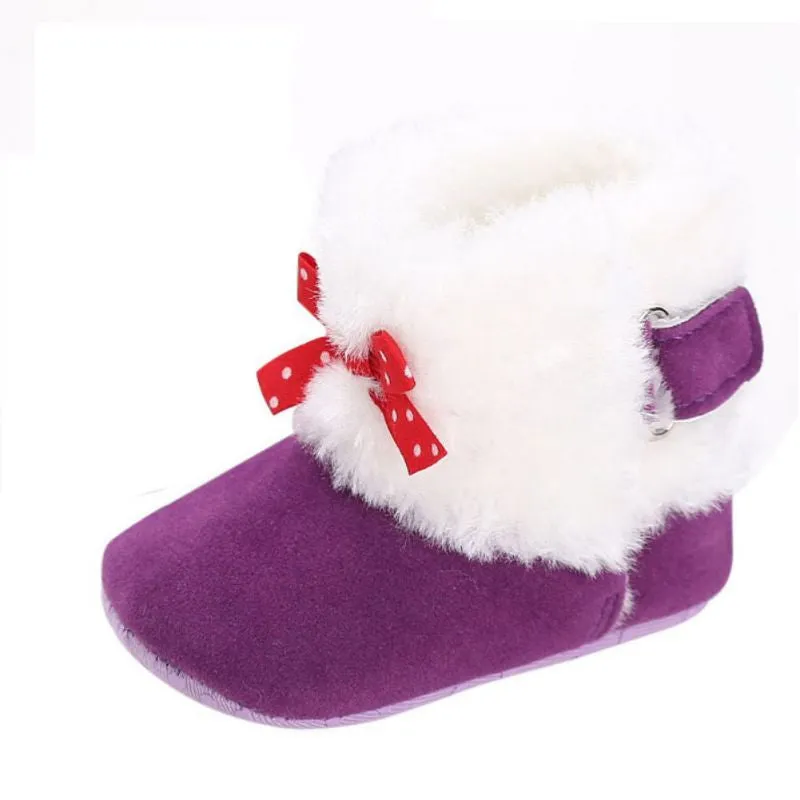 Baby Knitted Faux Fleece Crib Snow Boots Shoes Kids Bowknot Woolen Moccasins Booties Shoes SM6