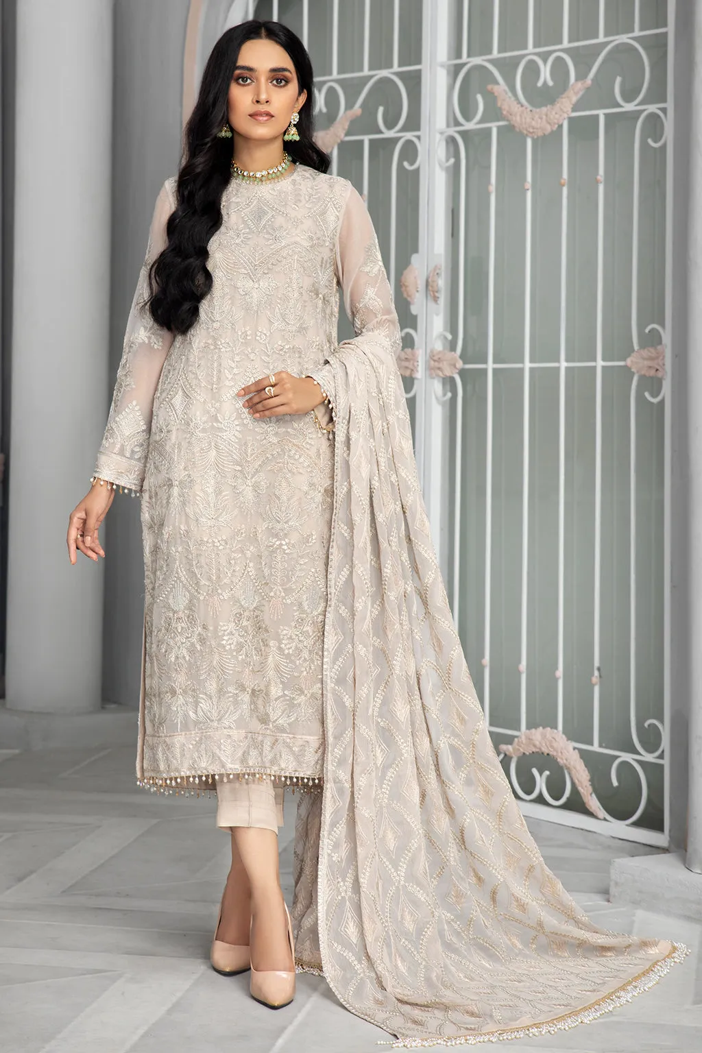 Bahaar by Zarif Embroidered Chiffon Unstitched 3 Piece Suit - ZB 08 FAUNA