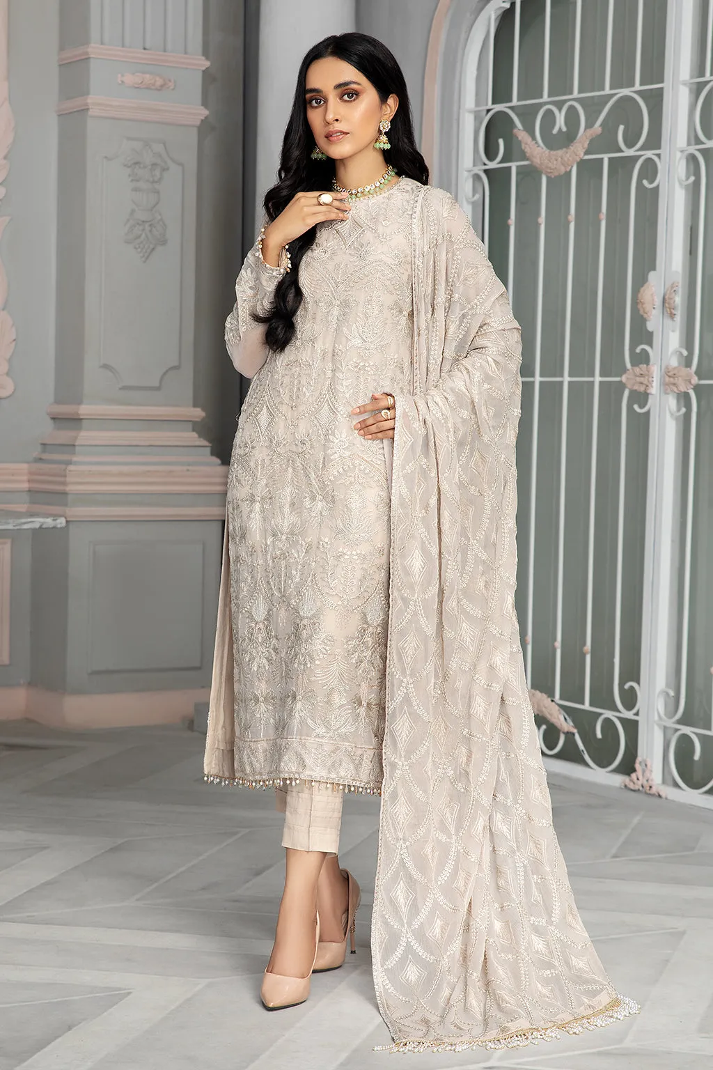 Bahaar by Zarif Embroidered Chiffon Unstitched 3 Piece Suit - ZB 08 FAUNA