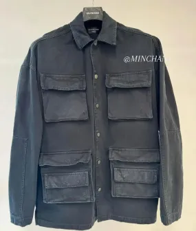 BALENCIAGA  |Men's Bb Corp Cargo Shirt Large Fit in Black