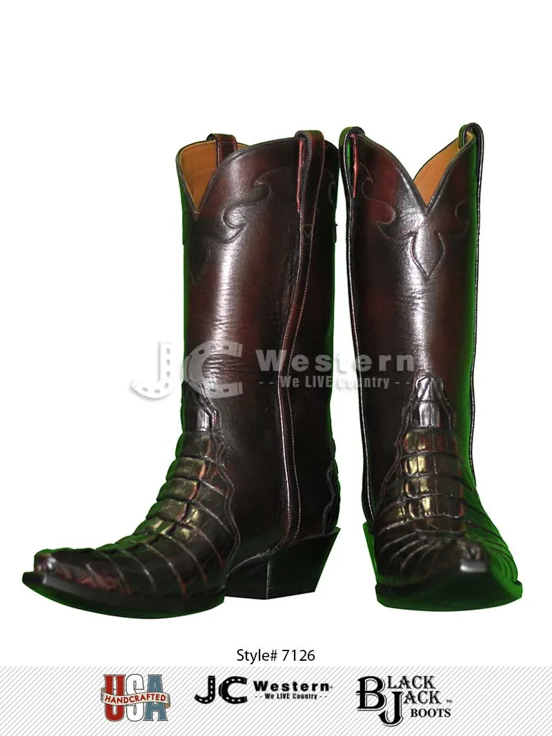 Black Jack 7126 Mens Alligator Tail Western Boots Black Cherry - 19