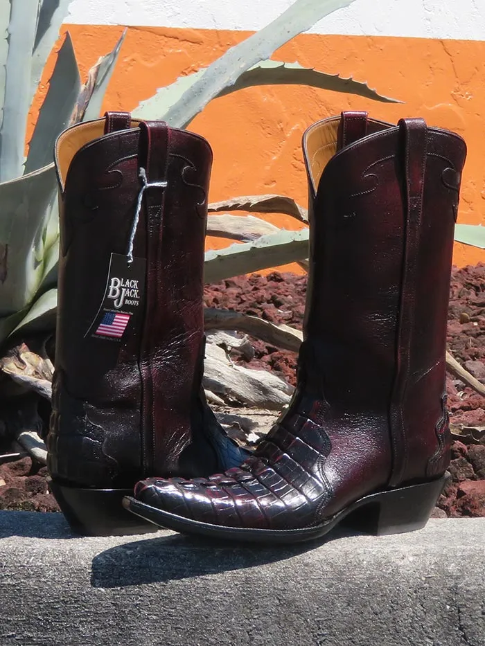 Black Jack 7126 Mens Alligator Tail Western Boots Black Cherry - 19