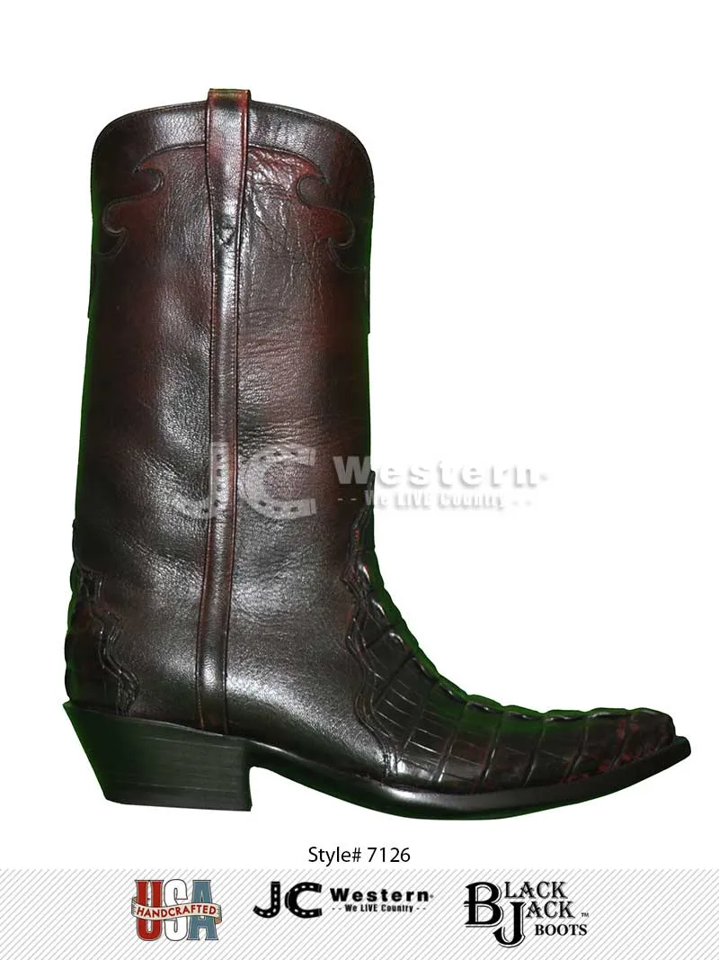 Black Jack 7126 Mens Alligator Tail Western Boots Black Cherry - 19