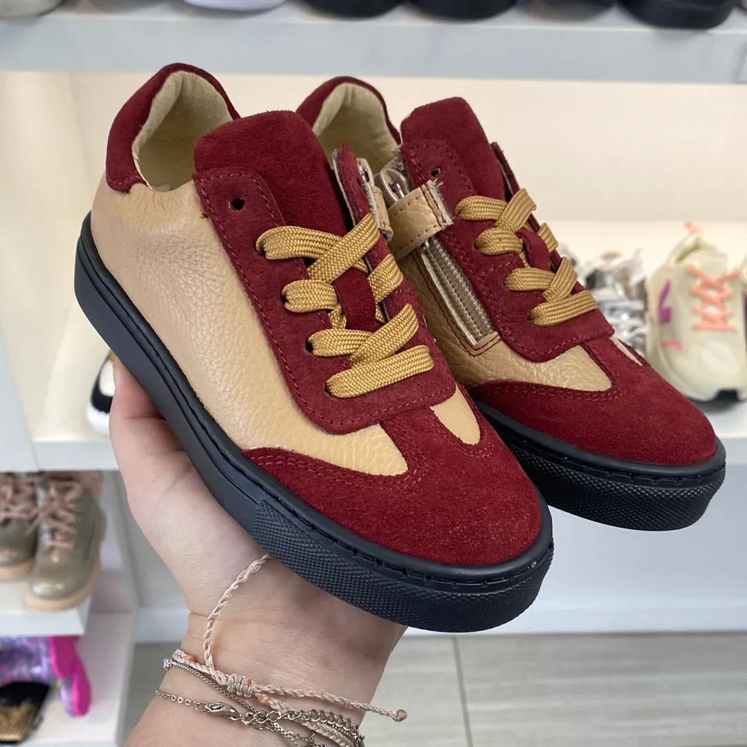 Blublonc Burgundy and Blush Zipper Sneaker