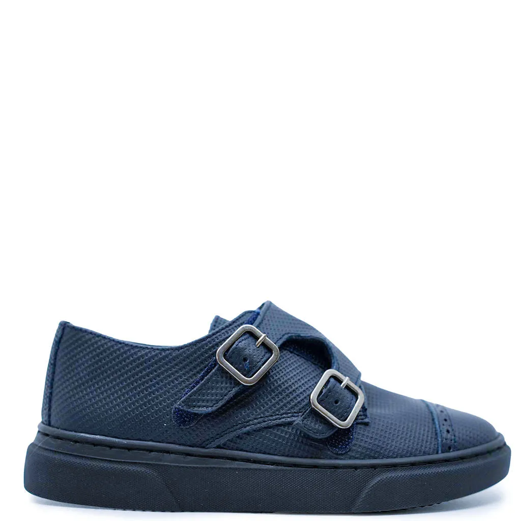 Blublonc Navy Textured Captoe Dress Sneaker