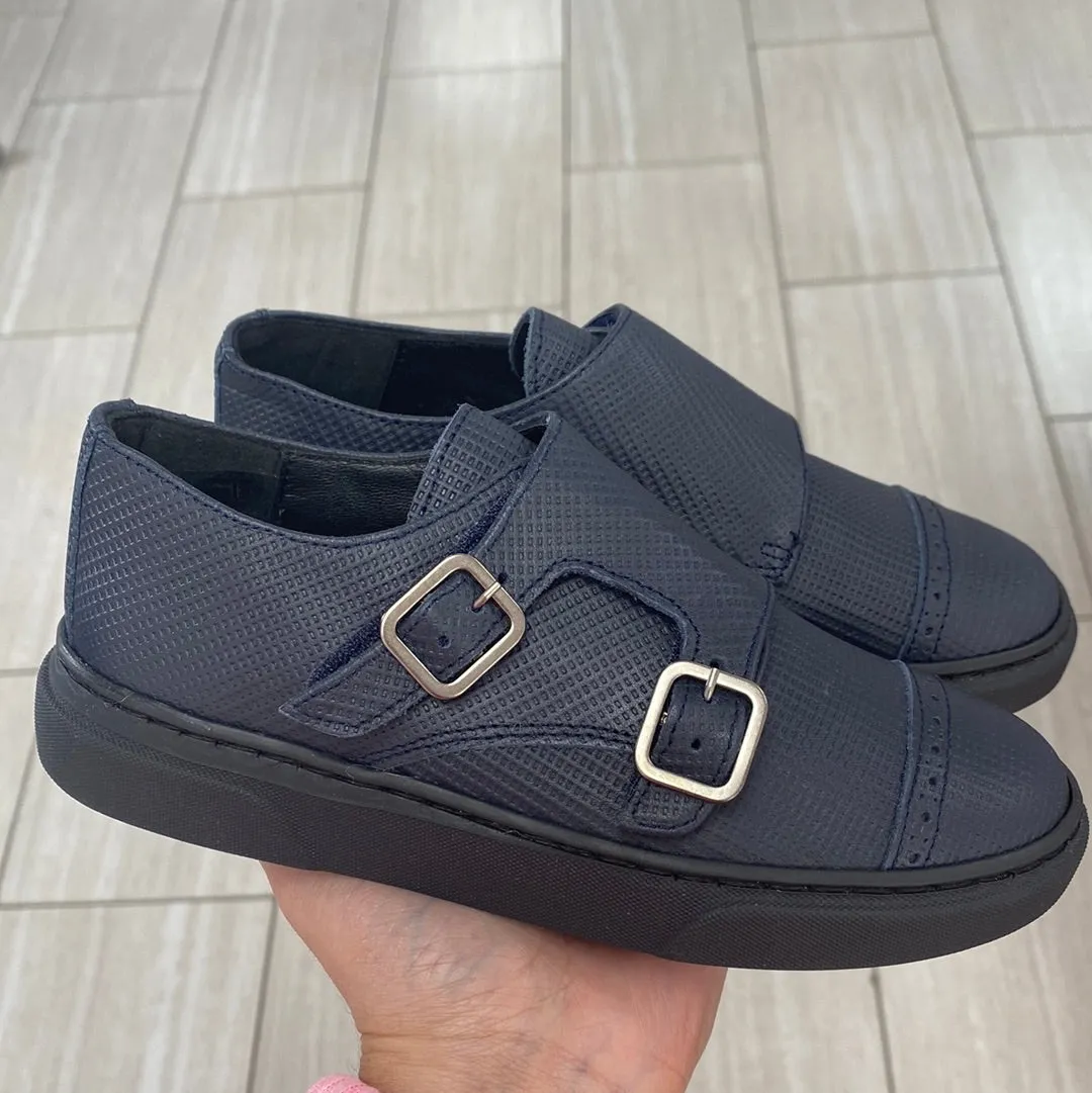 Blublonc Navy Textured Captoe Dress Sneaker