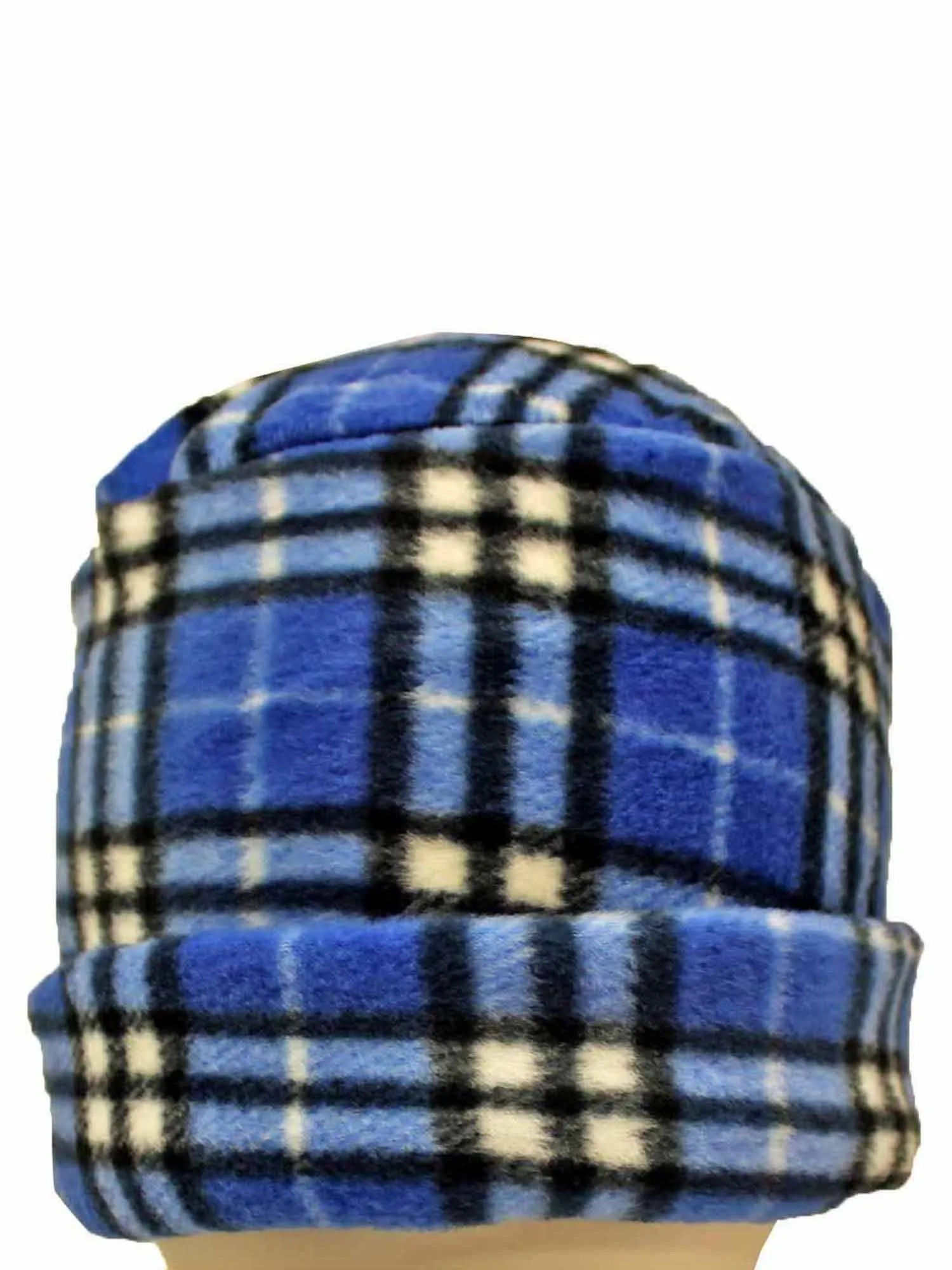 Blue & White Plaid Fleece 3 Piece Hat Scarf & Glove Set