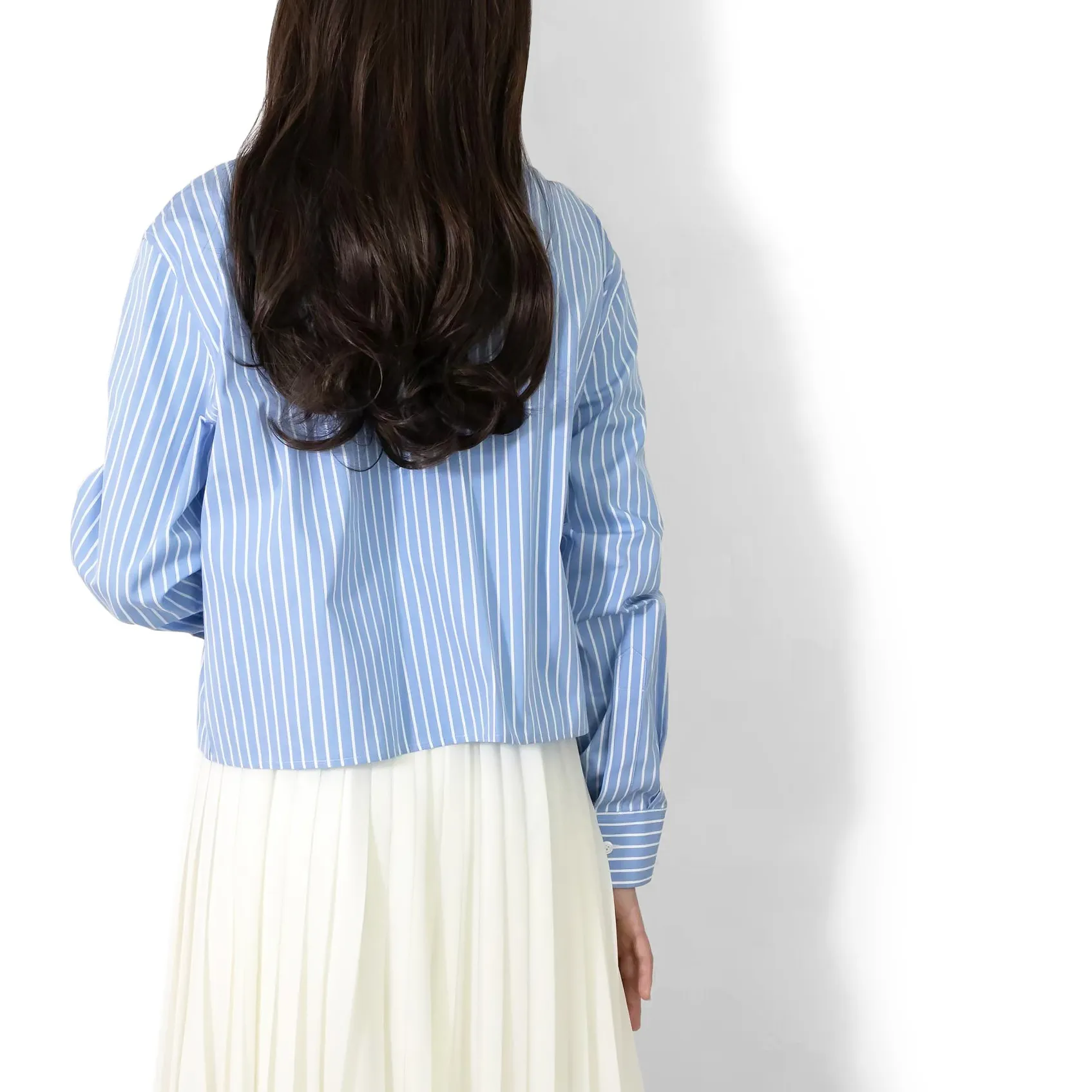 CELINE  |cropped shirt in striped cotton poplin