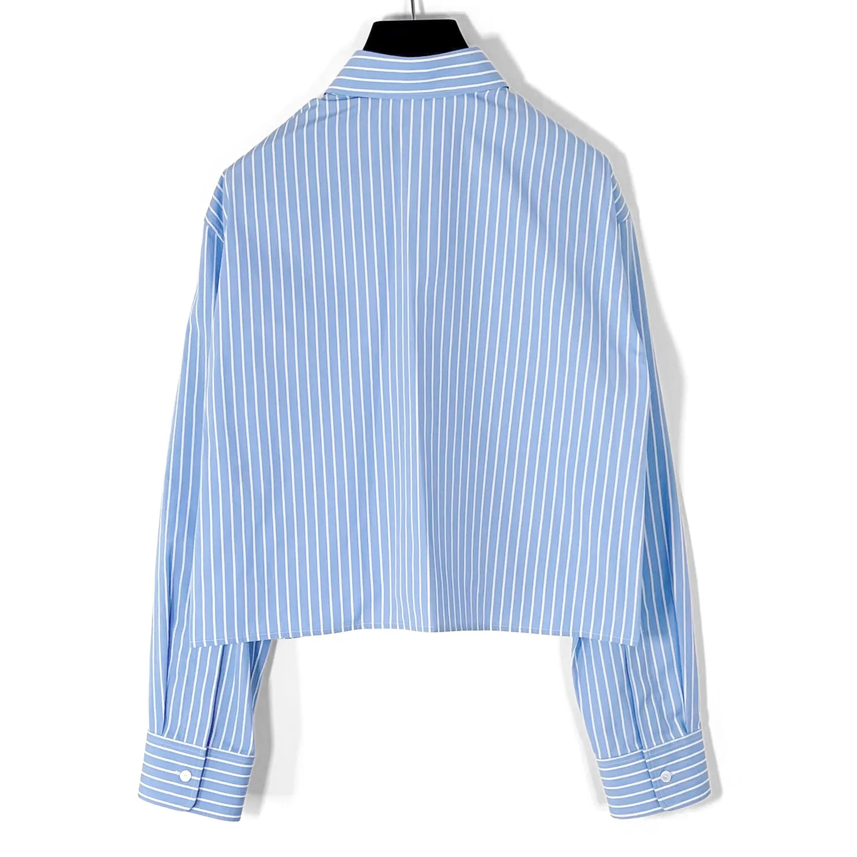 CELINE  |cropped shirt in striped cotton poplin