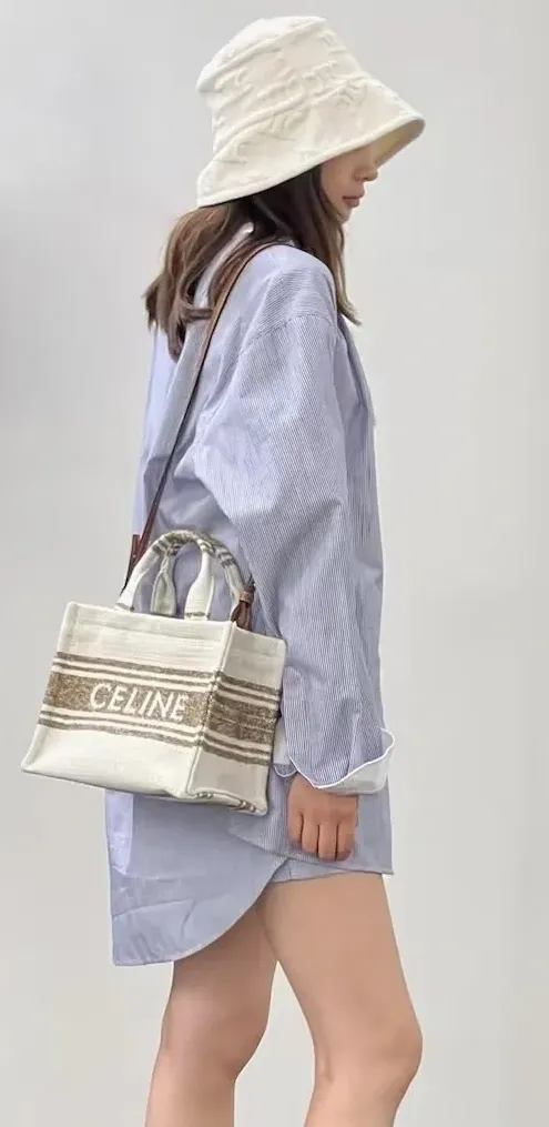 CELINE  |oversized shirt in striped silk