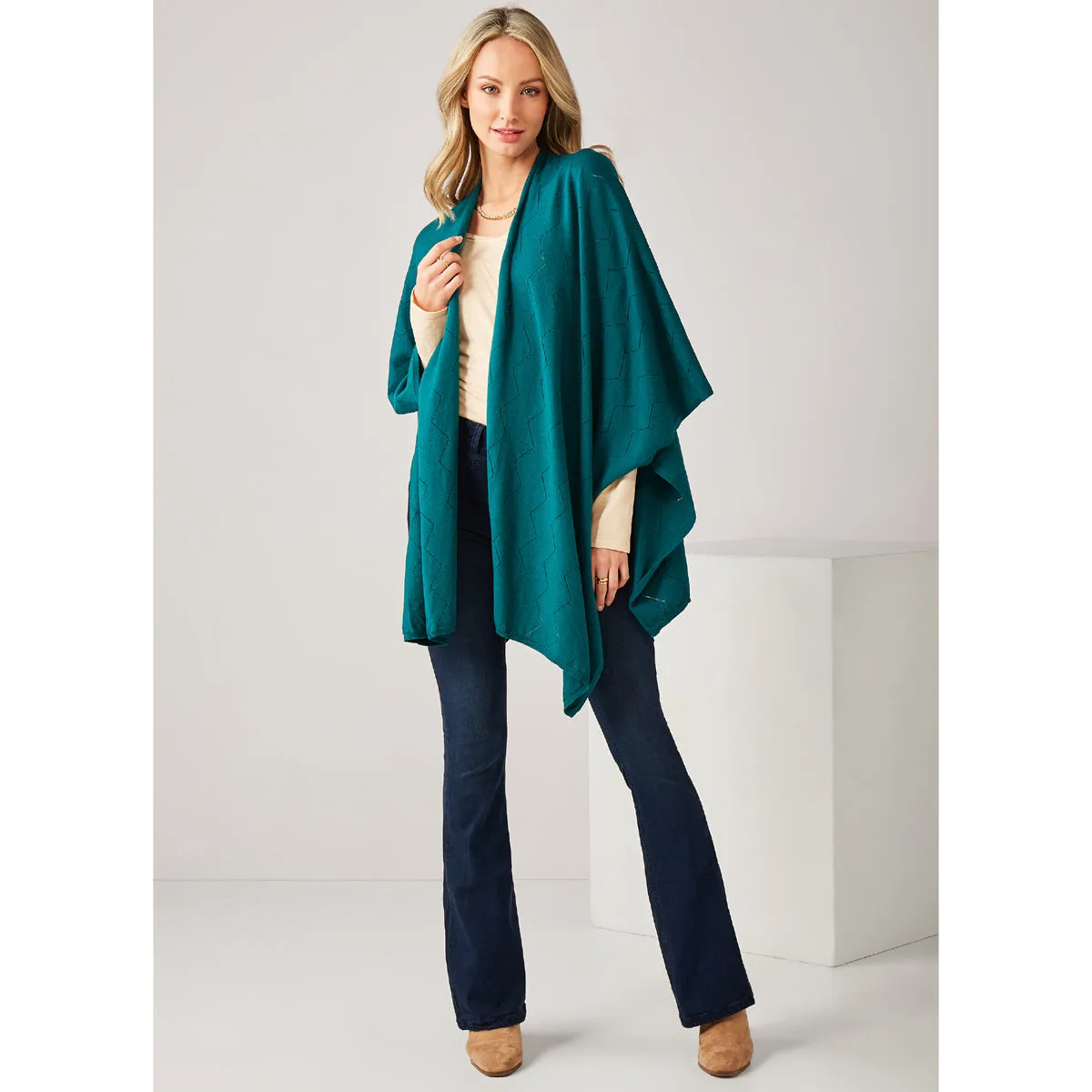 Charlie Paige Lux Kimono Wrap, Dark Teal