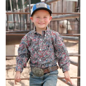 Cinch Boys Red & Blue Paisley Long Sleeve