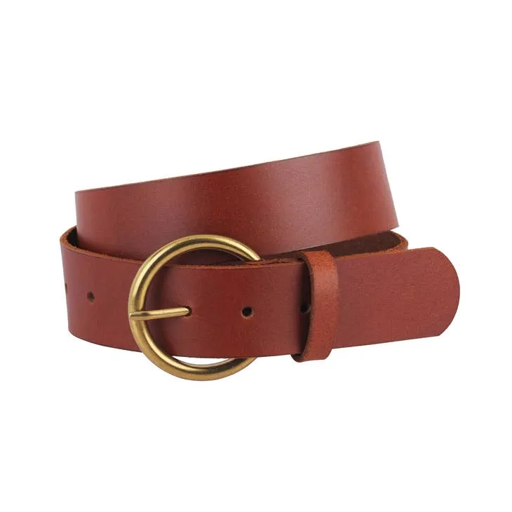 Classic Leather Round Buckle Belt