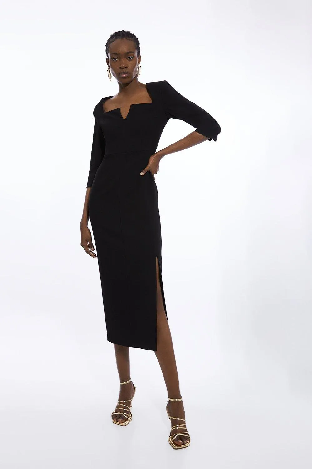 Clean Tailored Square Neck Midaxi Dress | Karen Millen