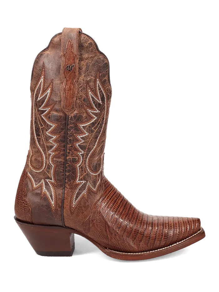 Dan Post DP5102 Womens CELINE Lizard Western Boots Chocolate