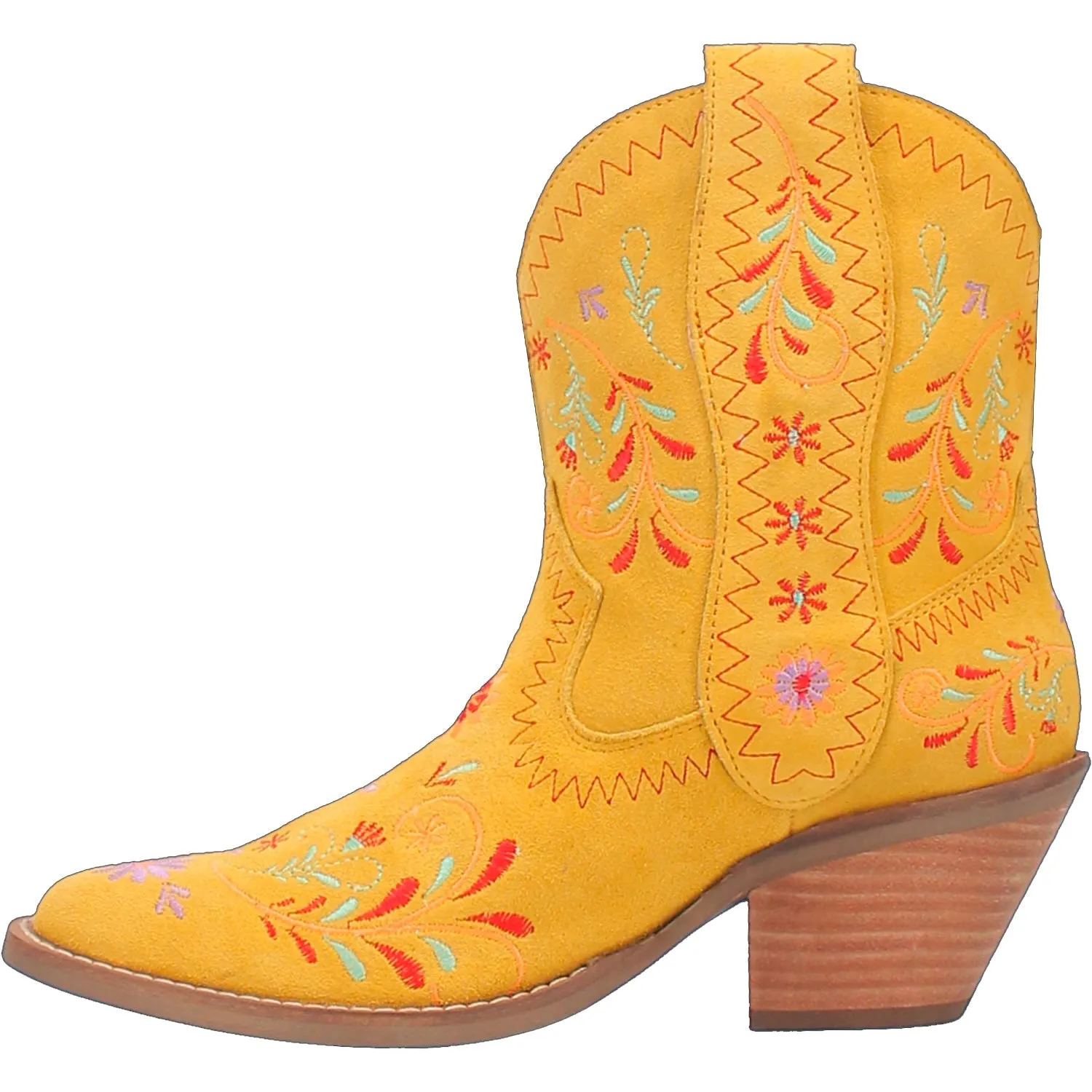 Dingo Womens Sugar Bugie Bootie Yellow Suede Cowboy Boots