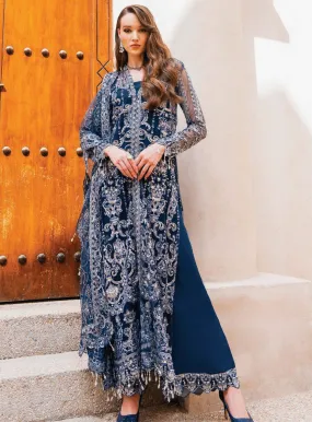 Evara By Elaf Embroidered Net Unstitched 4 Piece Suit - EF23EW EEW-06 AZALEA