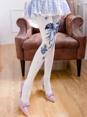 Exotic Lolita Socks White Flowers Pantyhose