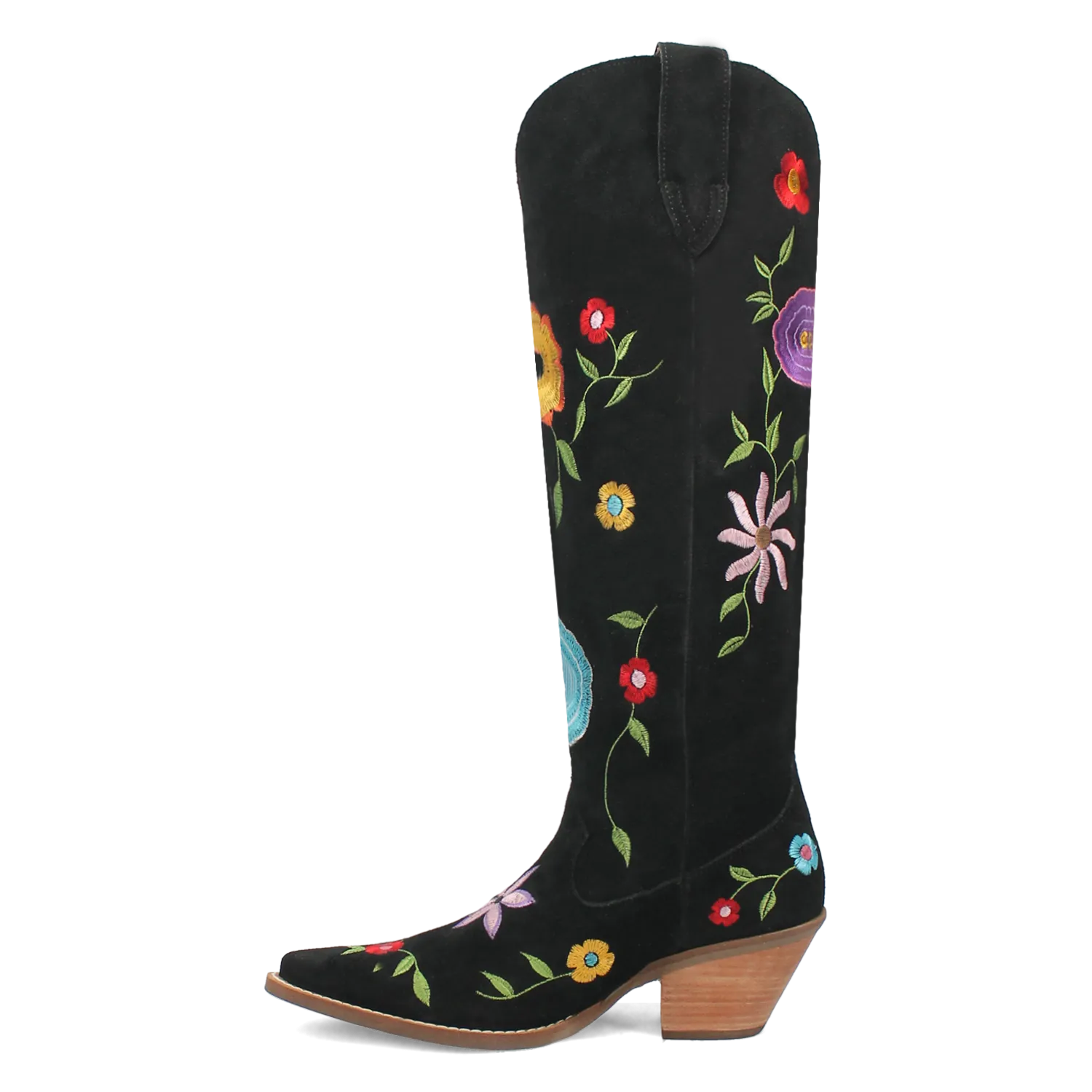 Flower Power Black Suede & Floral Embroidered Boot (DS)