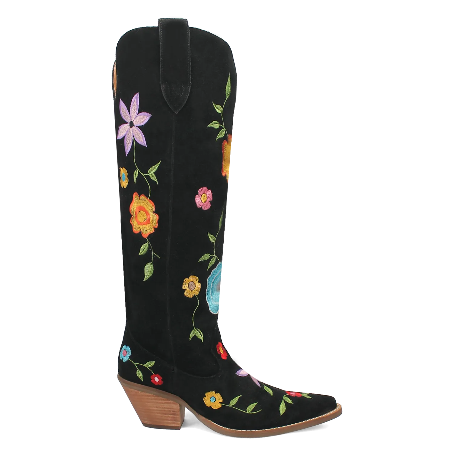 Flower Power Black Suede & Floral Embroidered Boot (DS)