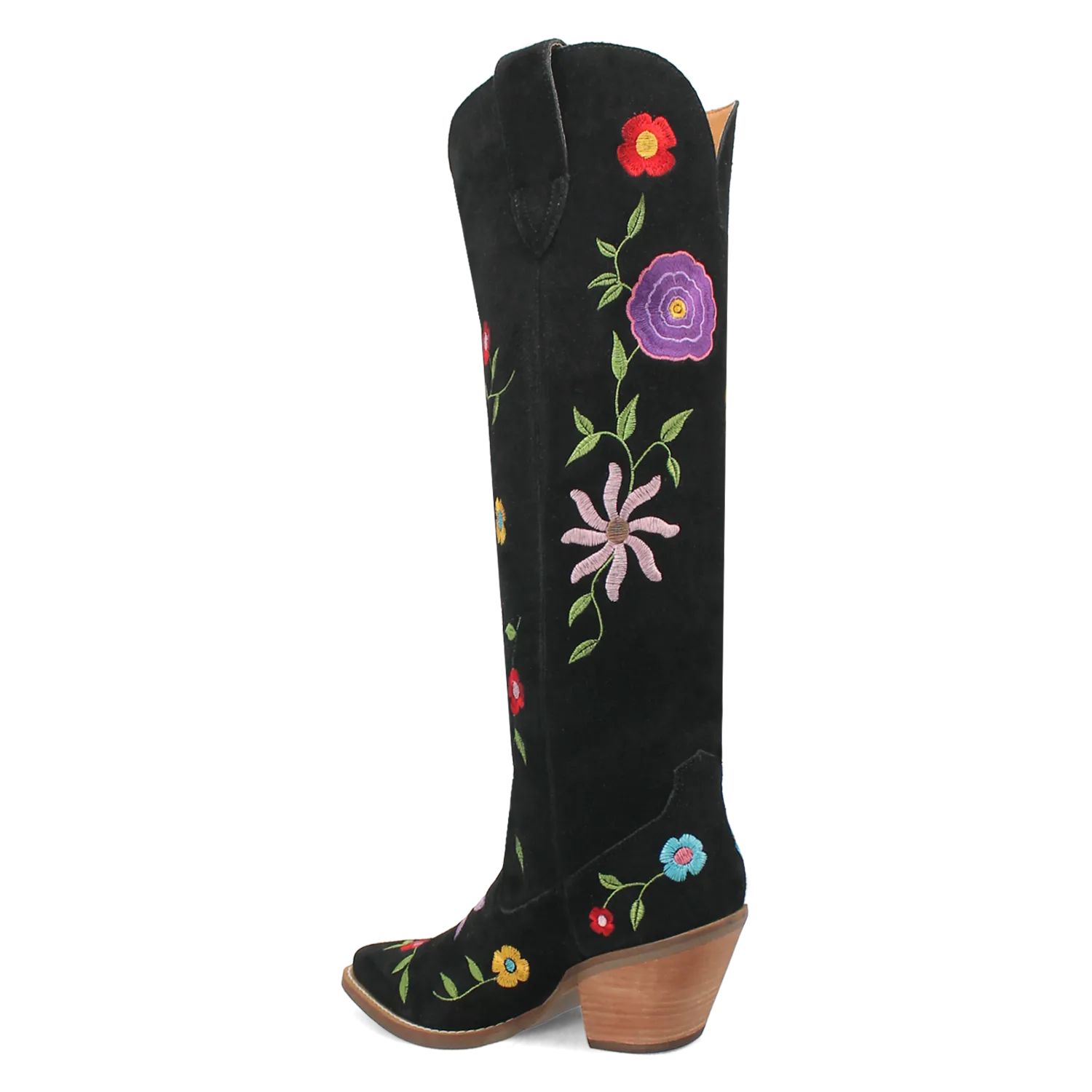 Flower Power Black Suede & Floral Embroidered Boot (DS)