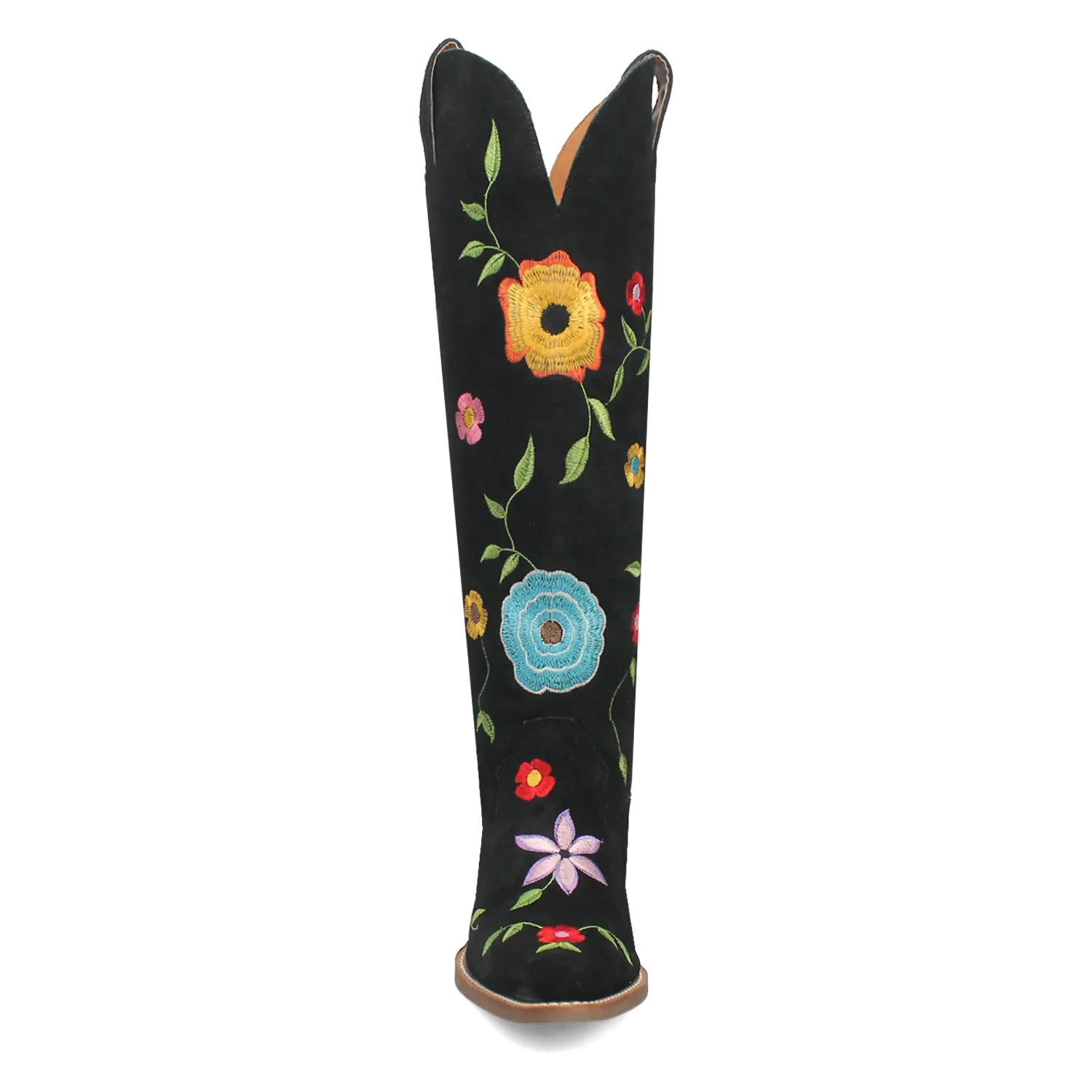 Flower Power Black Suede & Floral Embroidered Boot (DS)