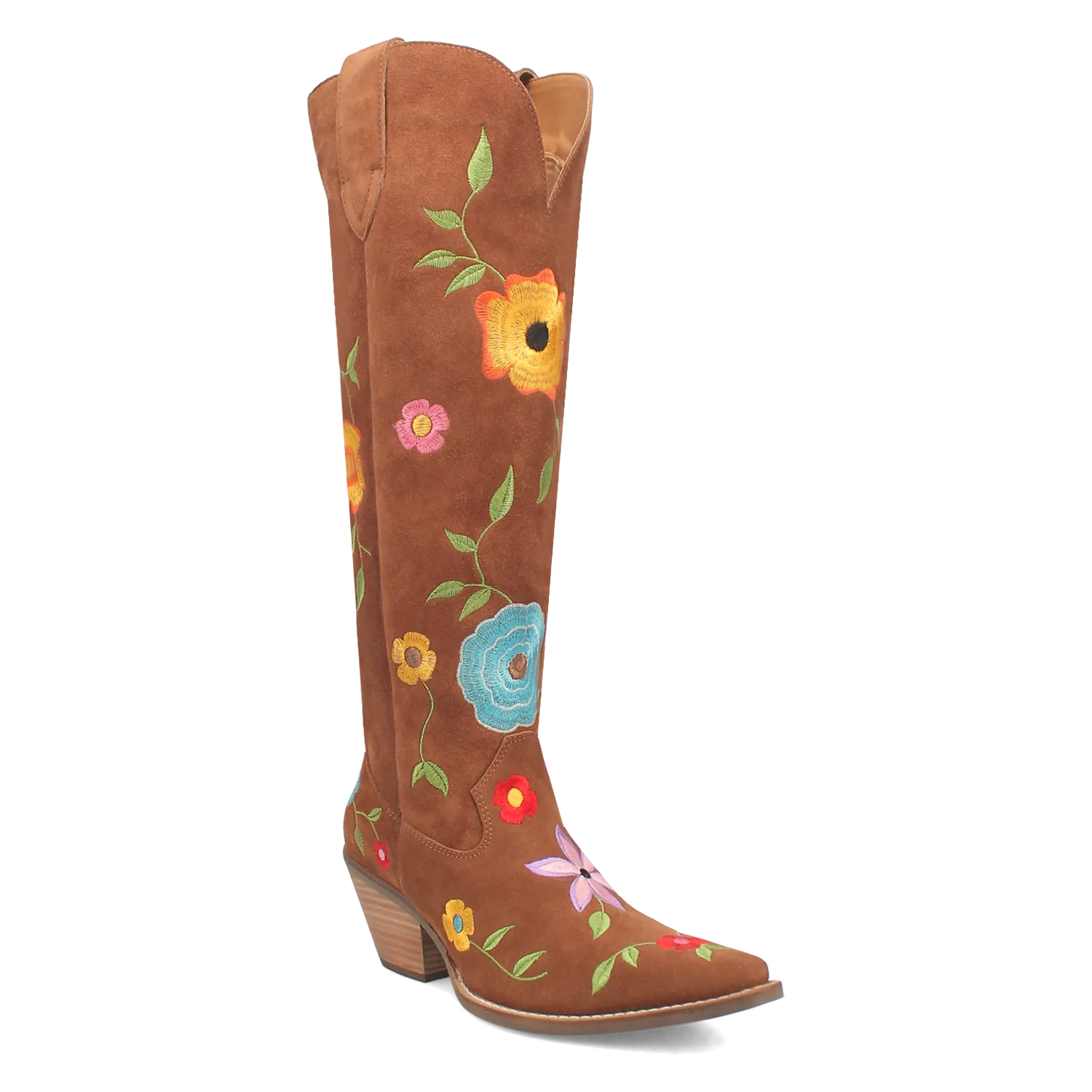 Flower Power Brown Suede & Floral Embroidered Boot (DS)