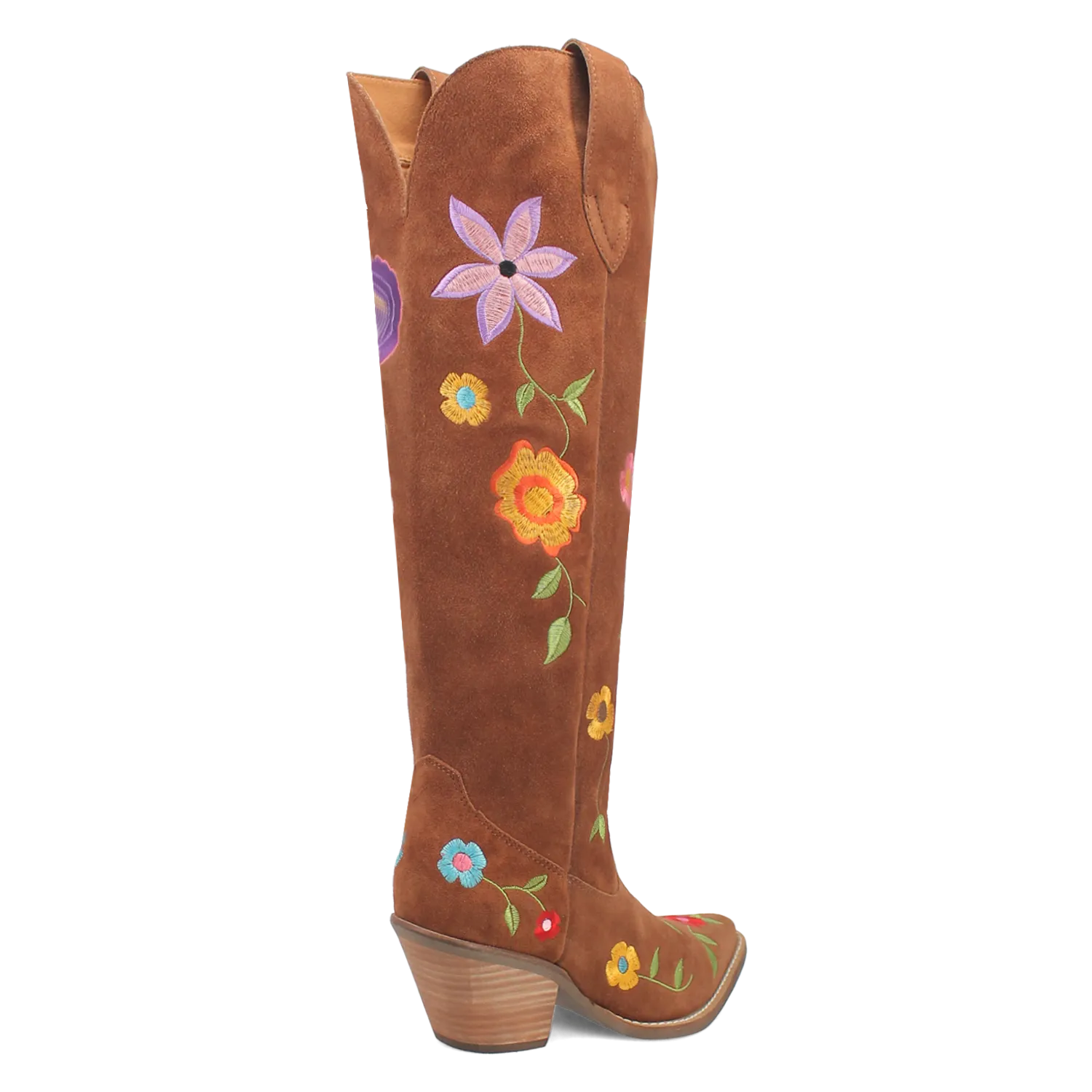 Flower Power Brown Suede & Floral Embroidered Boot (DS)