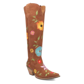 Flower Power Brown Suede & Floral Embroidered Boot (DS)