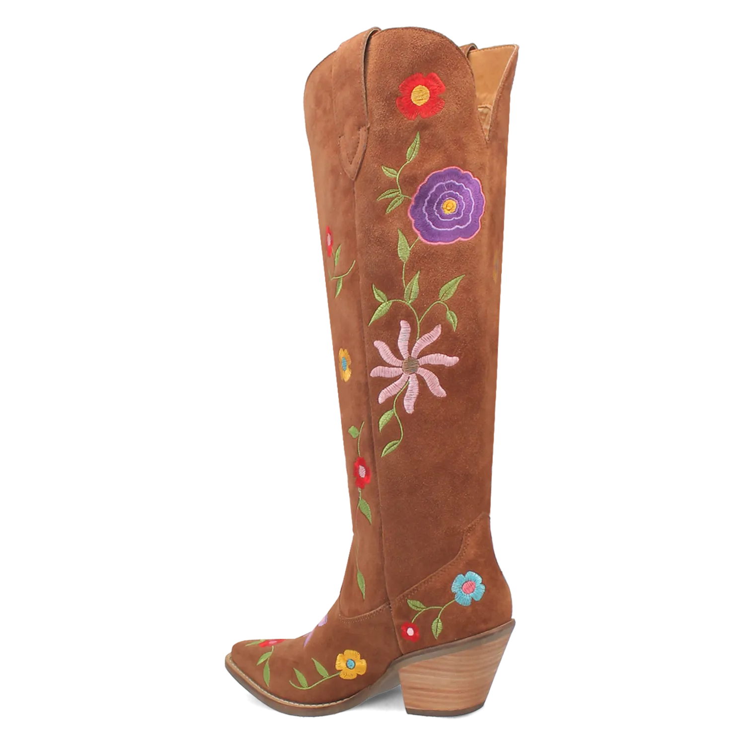 Flower Power Brown Suede & Floral Embroidered Boot (DS)