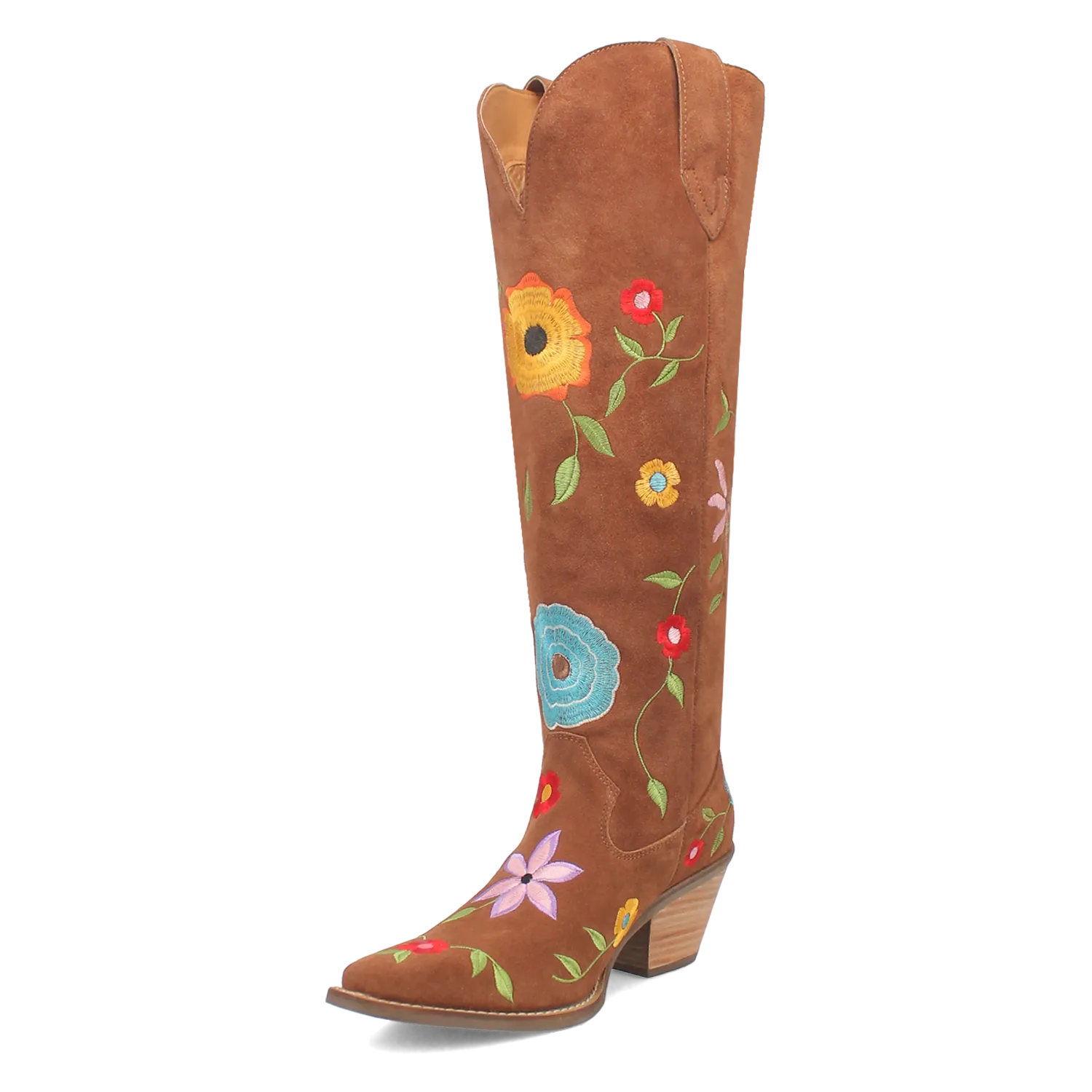 Flower Power Brown Suede & Floral Embroidered Boot (DS)