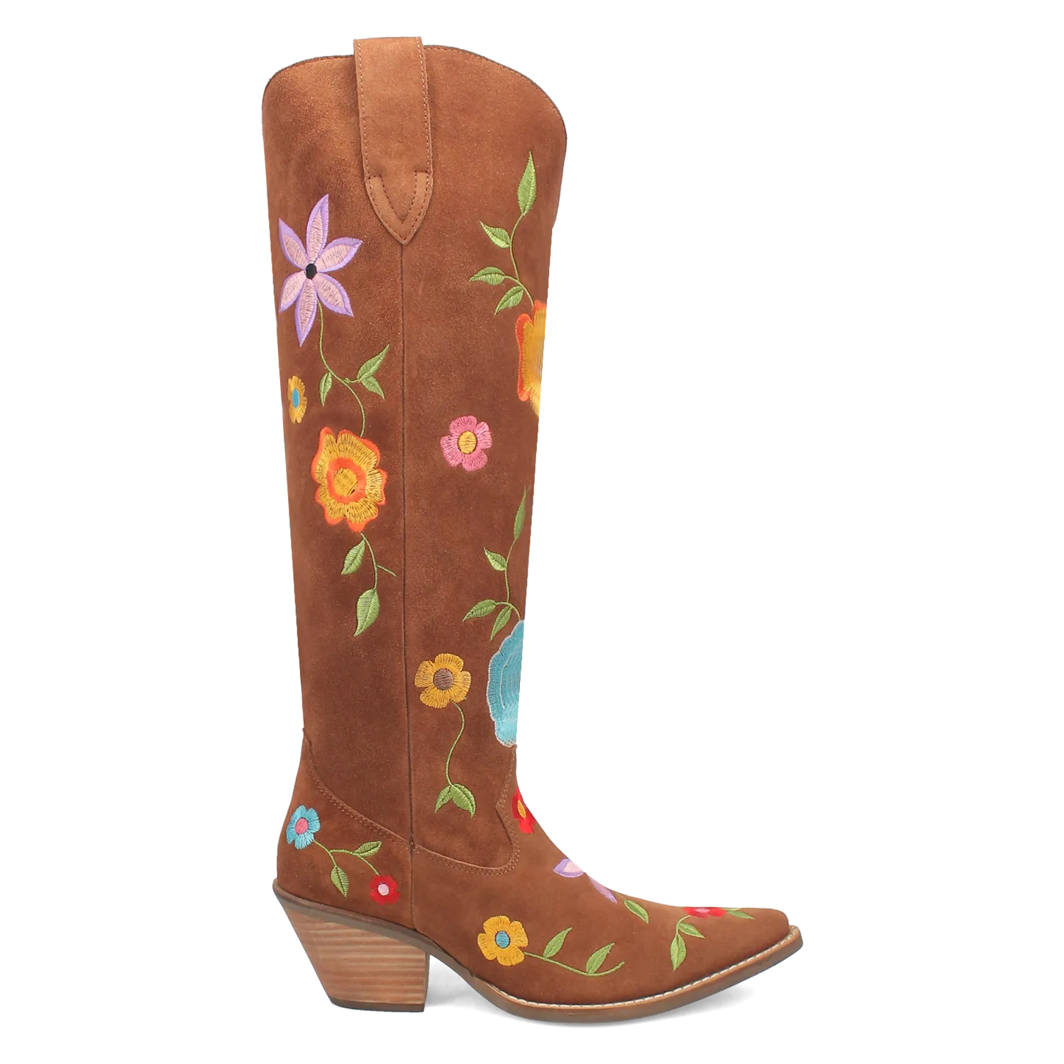 Flower Power Brown Suede & Floral Embroidered Boot (DS)