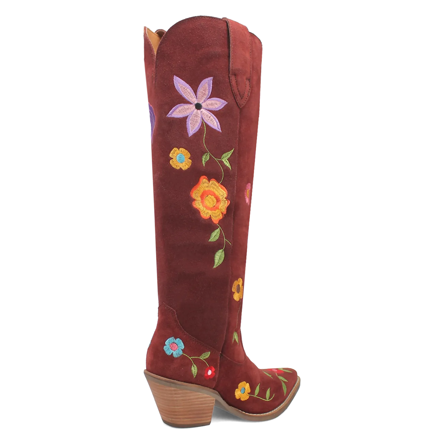 Flower Power Burgundy Suede & Floral Embroidered Boot (DS)