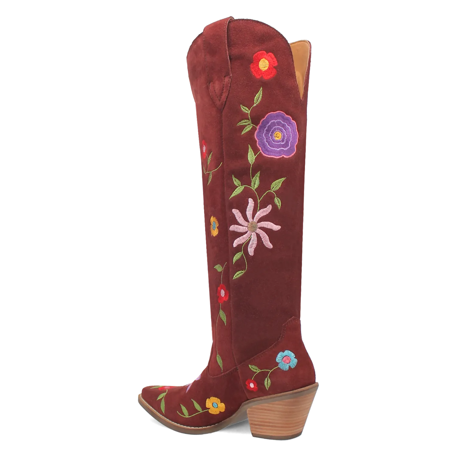 Flower Power Burgundy Suede & Floral Embroidered Boot (DS)