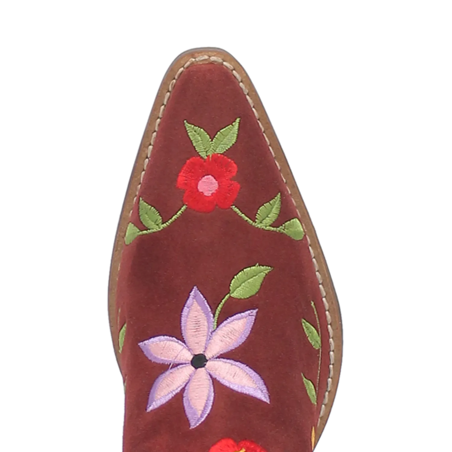 Flower Power Burgundy Suede & Floral Embroidered Boot (DS)