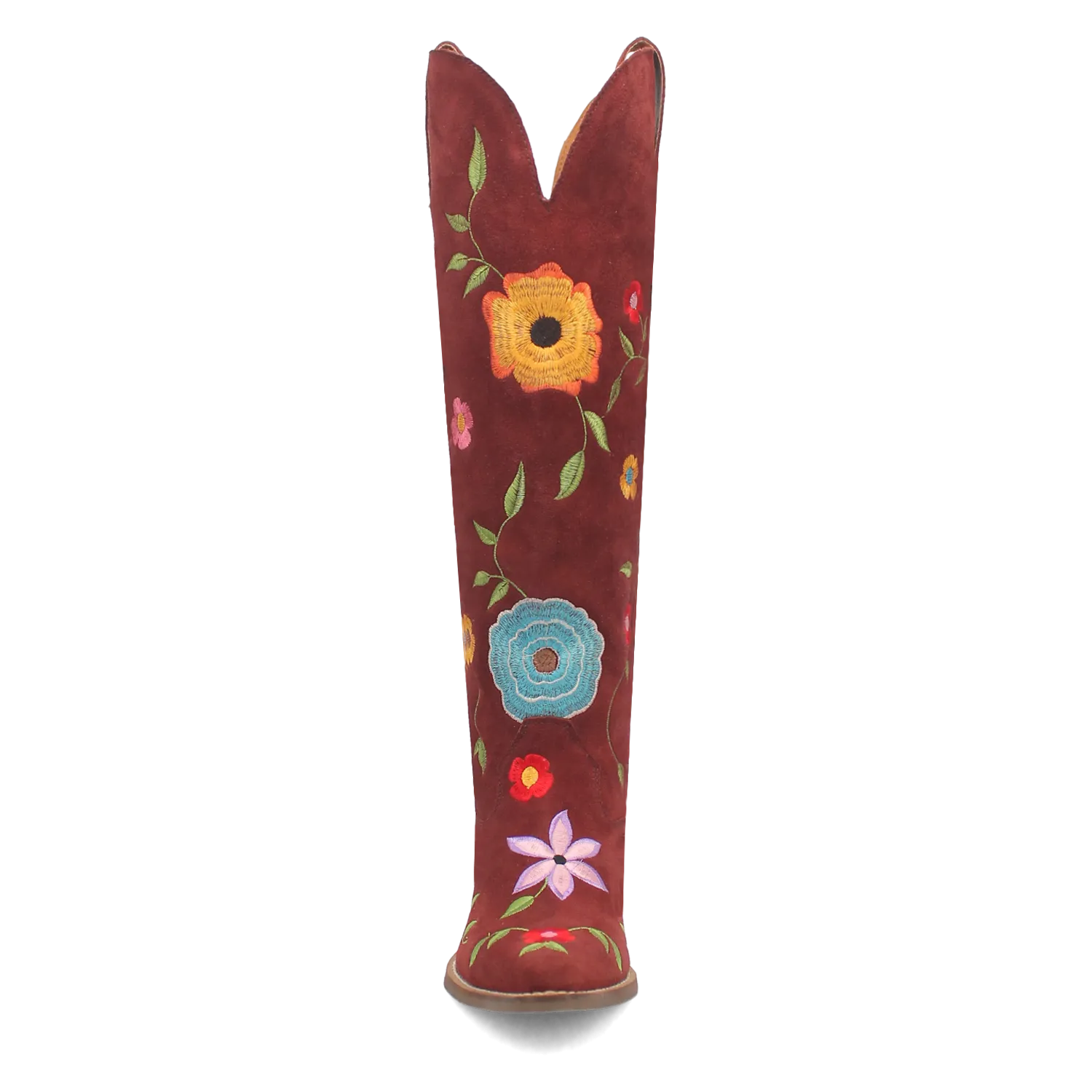 Flower Power Burgundy Suede & Floral Embroidered Boot (DS)