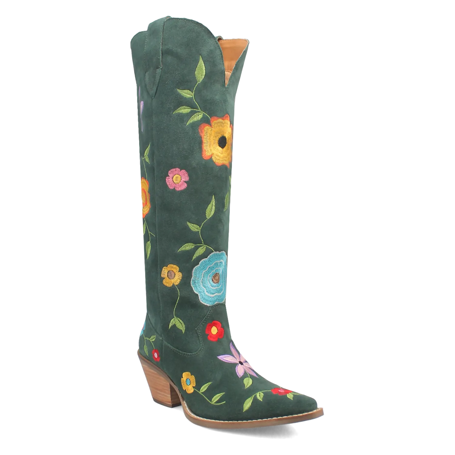 Flower Power Green Suede & Floral Embroidered Boot (DS) - BACKORDER SEPTEMBER 2024