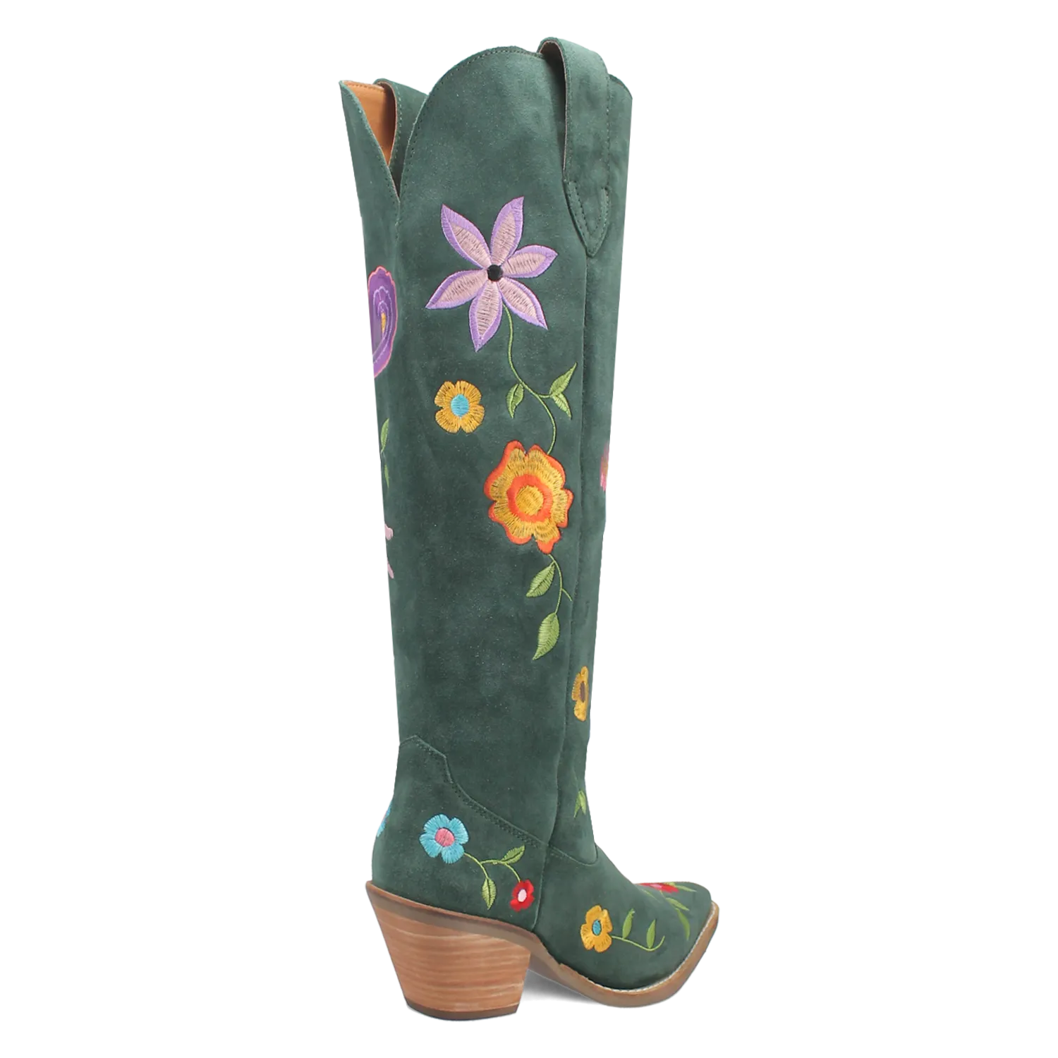 Flower Power Green Suede & Floral Embroidered Boot (DS) - BACKORDER SEPTEMBER 2024