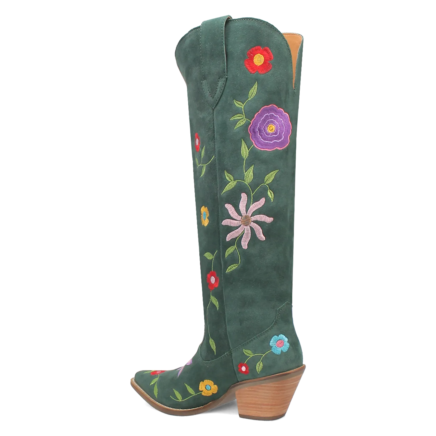 Flower Power Green Suede & Floral Embroidered Boot (DS) - BACKORDER SEPTEMBER 2024