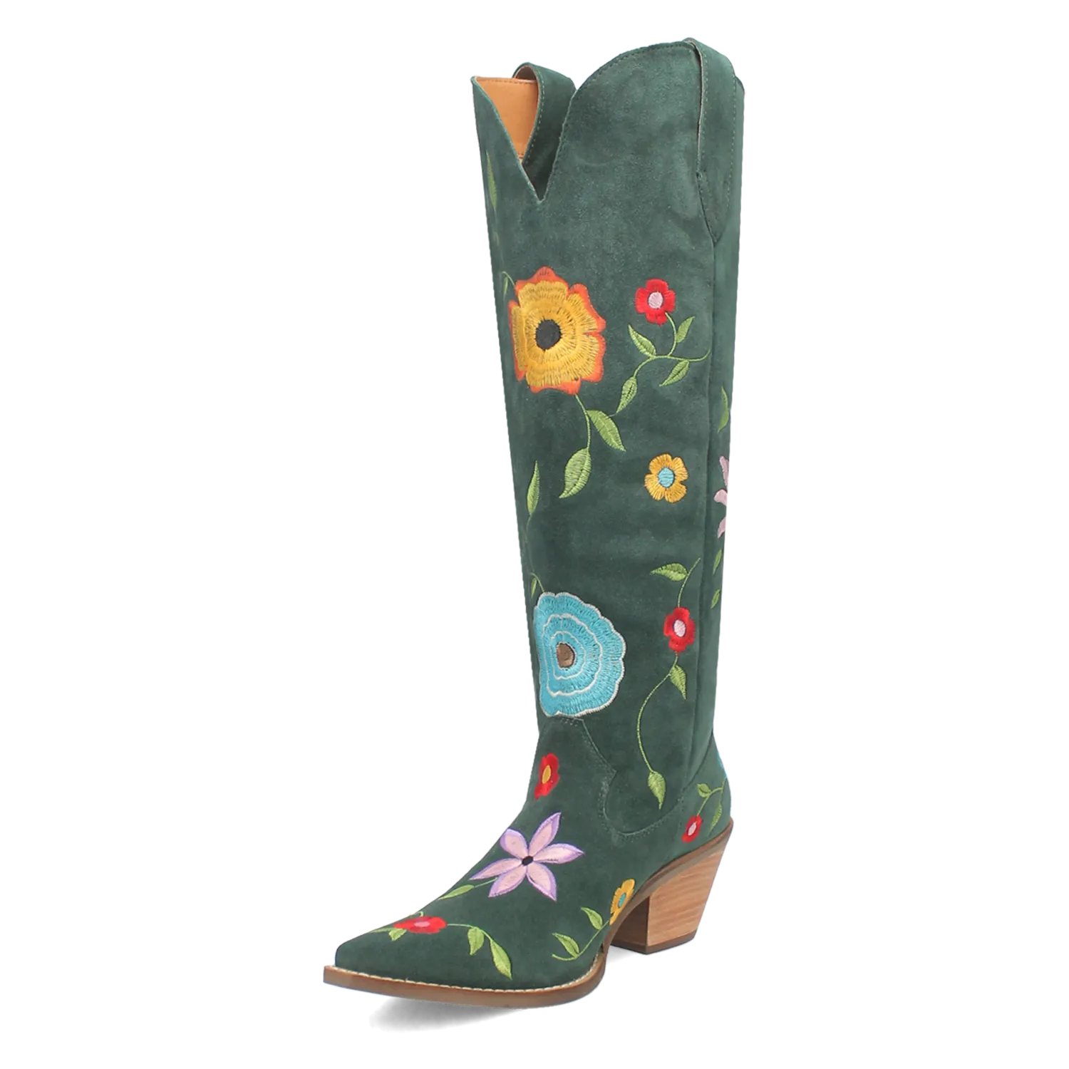 Flower Power Green Suede & Floral Embroidered Boot (DS) - BACKORDER SEPTEMBER 2024