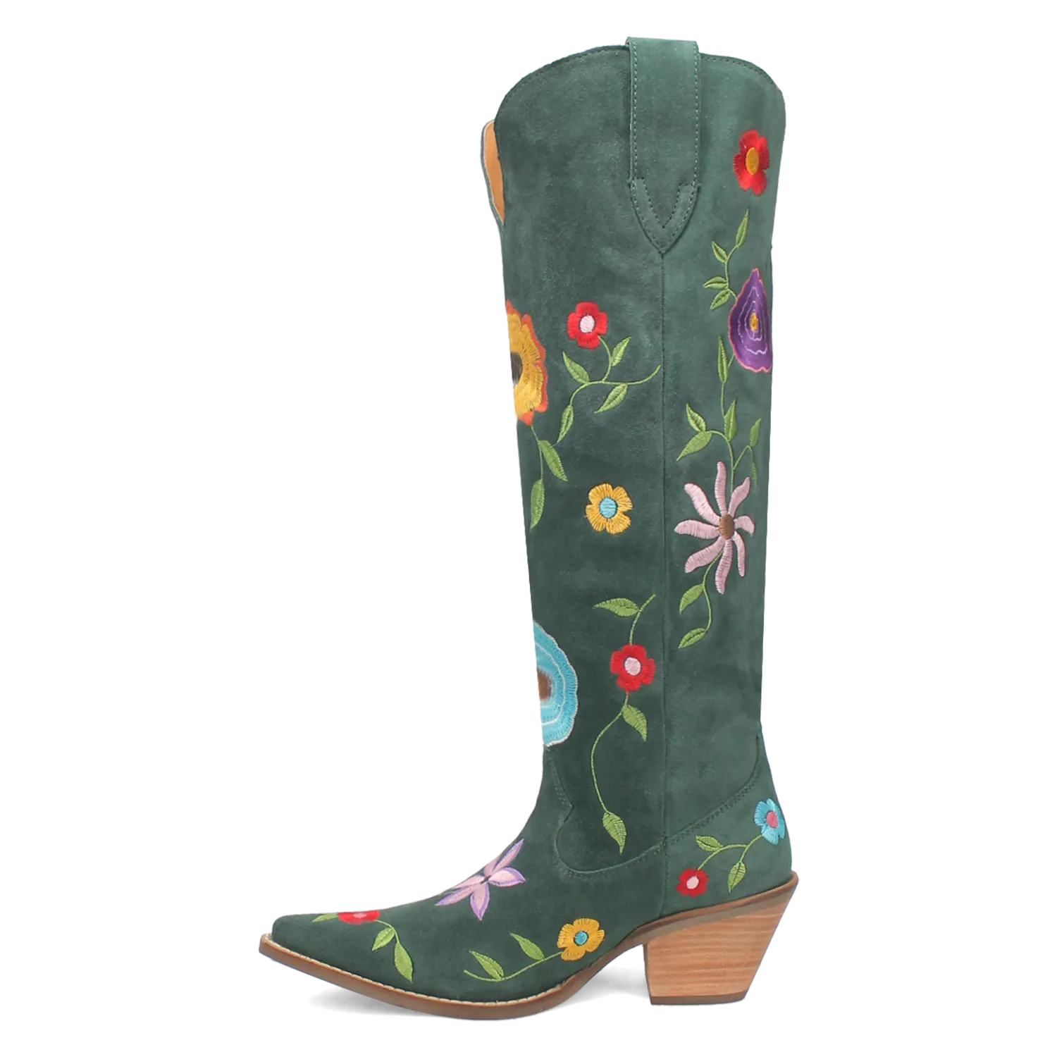 Flower Power Green Suede & Floral Embroidered Boot (DS) - BACKORDER SEPTEMBER 2024