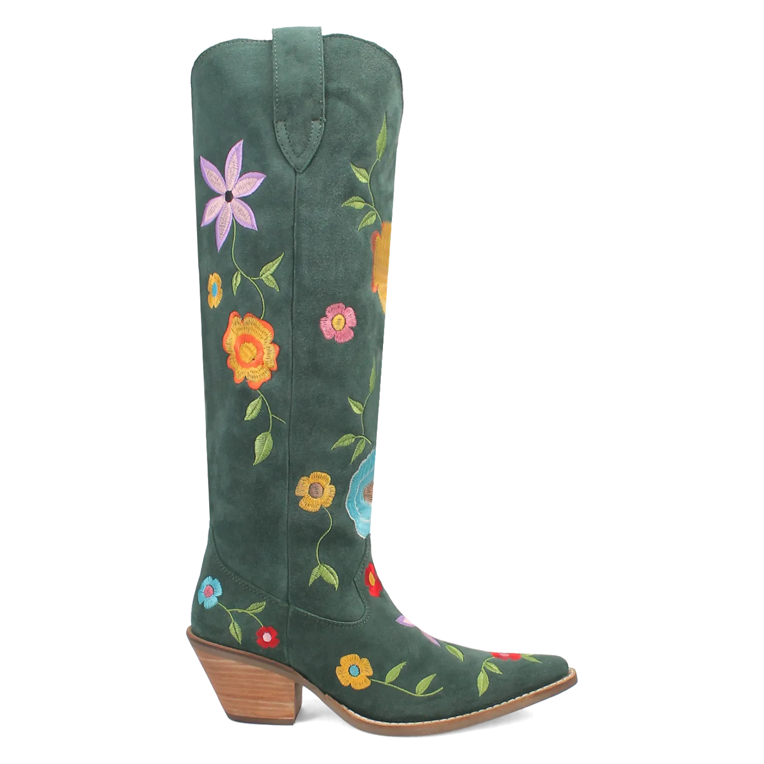 Flower Power Green Suede & Floral Embroidered Boot (DS) - BACKORDER SEPTEMBER 2024