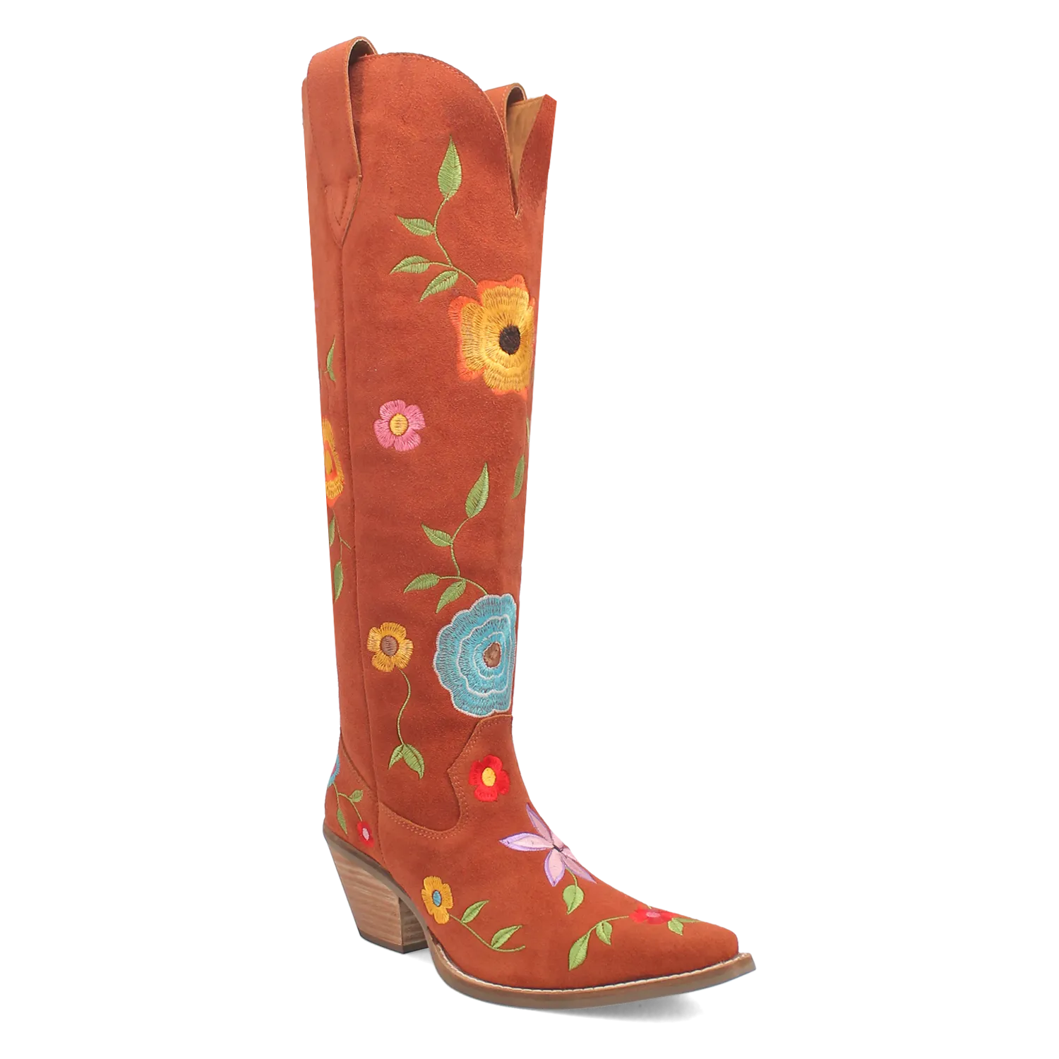 Flower Power Rust Suede & Floral Embroidered Boot (DS)