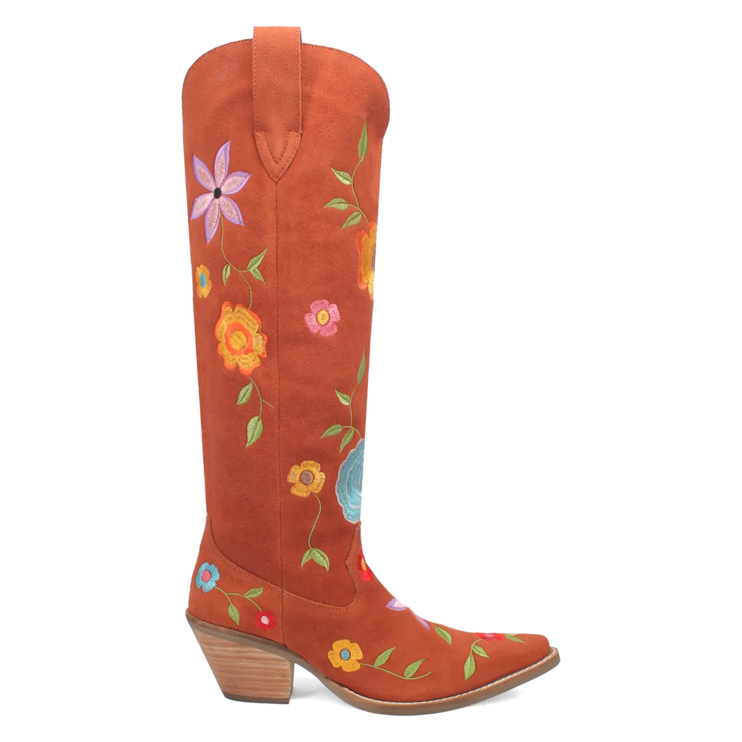 Flower Power Rust Suede & Floral Embroidered Boot (DS)