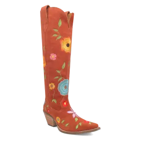 Flower Power Rust Suede & Floral Embroidered Boot (DS)